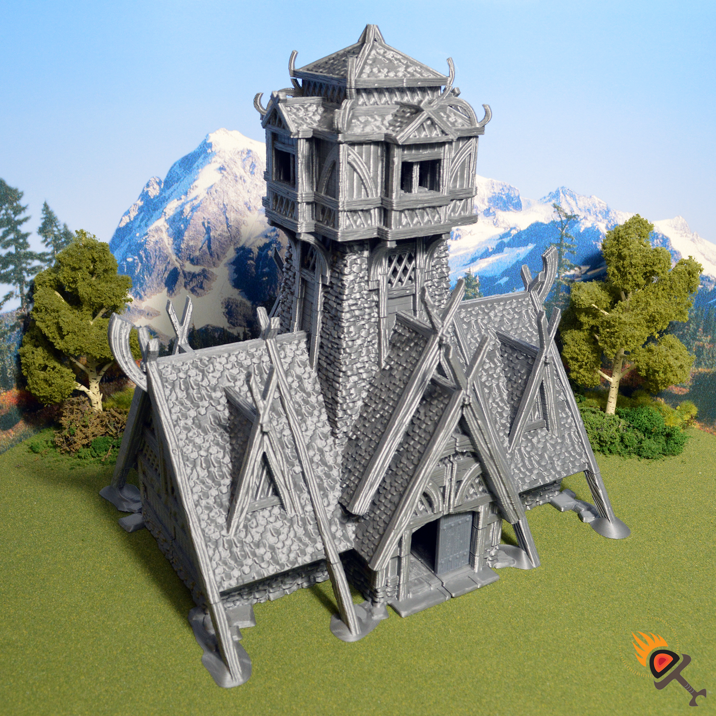 Odingard Norse Hall 28mm for D&D Terrain, DnD Pathfinder Fantasy Barbarian Viking Great Hall, Dark Realms, Gift for Tabletop Gamers