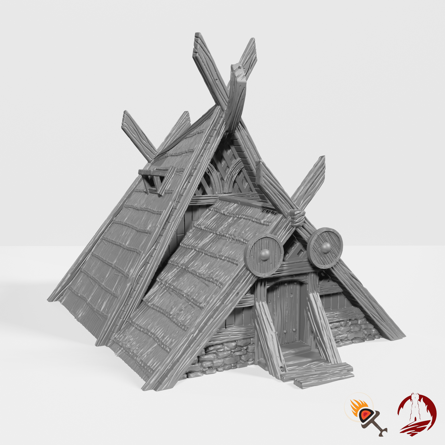 Miniature Viking House 28mm for D&D Terrain, DnD Pathfinder Fantasy Barbarian, Dark Realms - Odingard Norse House 2