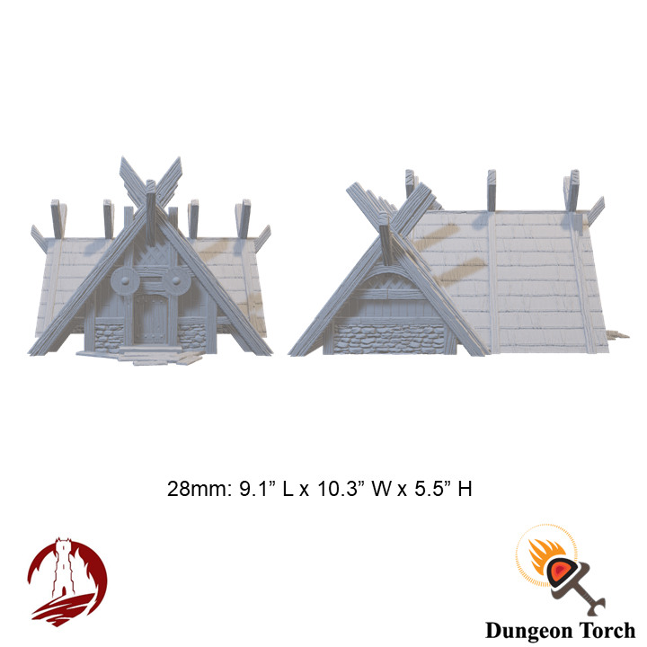 Miniature Viking House 28mm for D&D Terrain, DnD Pathfinder Fantasy Barbarian, Dark Realms Odingard Norse House 5, Gift for Tabletop Gamers