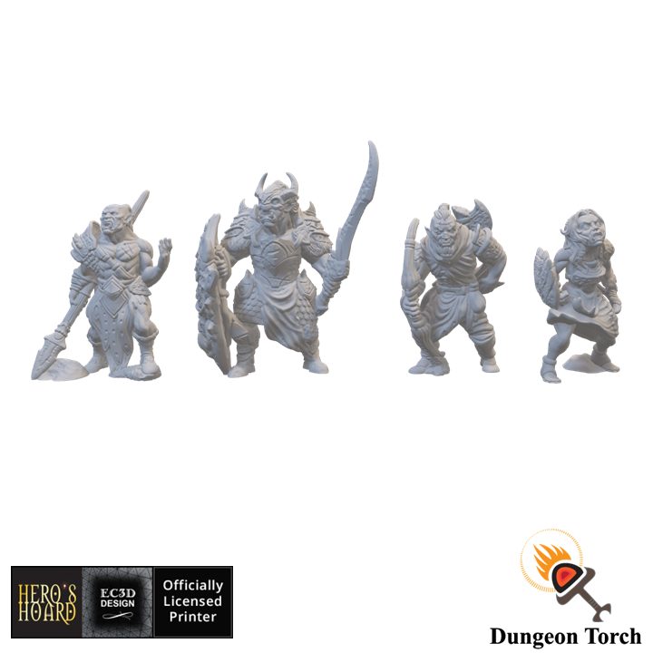Miniature Orc Tribe 28mm for D&D DnD Pathfinder, Archer Chieftain Spearman Fighter, EC3D Beast and Baddies, Gift for Tabletop Gamers
