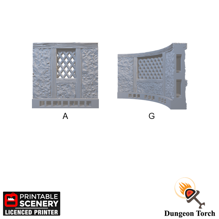 Tudor Window Walls 28mm for D&D Terrain, Modular Building Tiles OpenLOCK, DnD Medieval Village Terrain