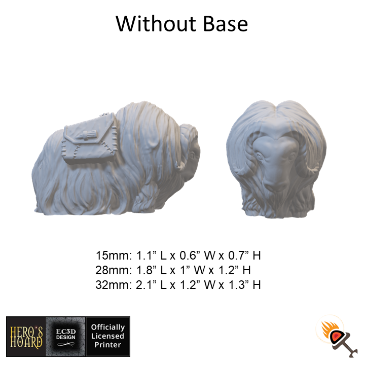 Miniature Yaks 15mm 28mm 32mm for D&D Icewind Dale Terrain, DnD Pathfinder Frozen Tundra Tribal Pack Animals