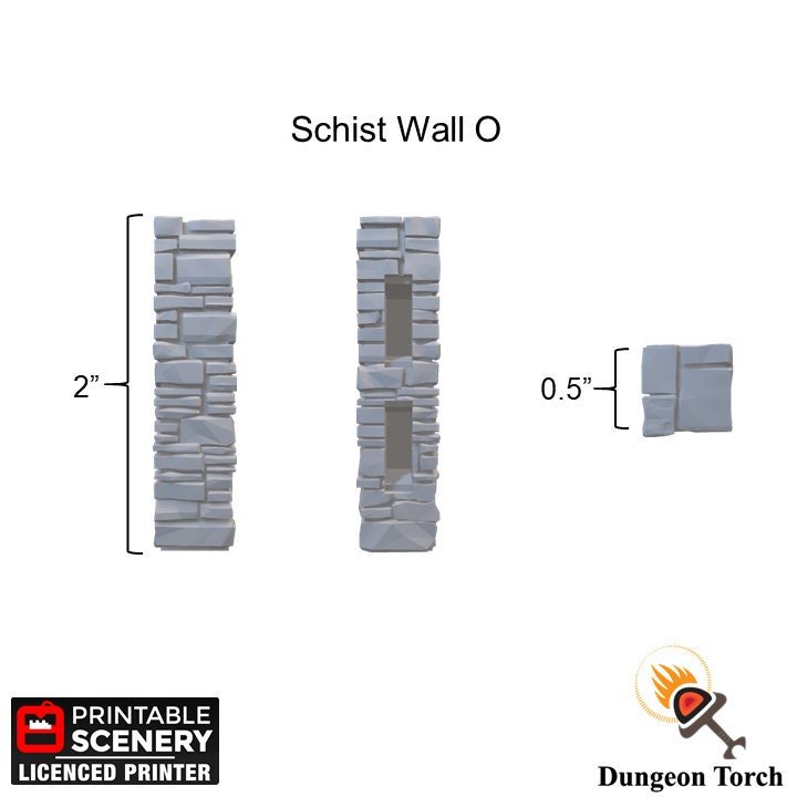 Schist Wall Tiles 28mm, Modular OpenLOCK Building Tiles, D&D Medieval Village Terrain, DnD Stone Wall Tiles