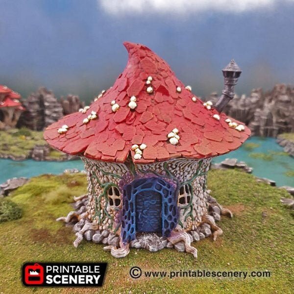 Miniature Mushroom House for DnD Terrain 15mm 28mm 32mm, Goblin Mushroom Hovel for D&D Terrain, Pathfinder, Gift for Tabletop Gamers