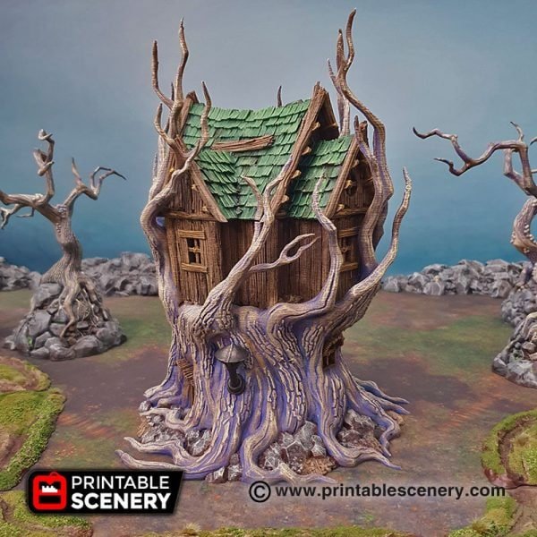 Feywild Cottage 28mm for D&D Terrain, DnD Pathfinder Ravenloft Shadowfell Faerie Tree House