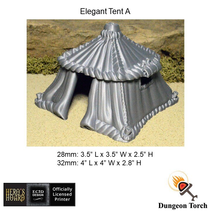 Elegant Tents 28mm 32mm for D&D Terrain, DnD Pathfinder Camp, Desert Market Bazaar