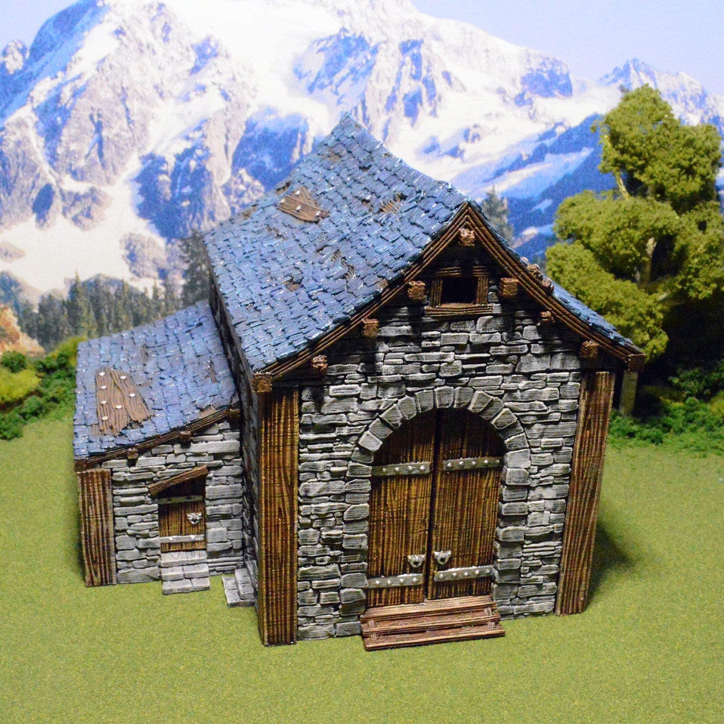 DnD Miniature Stone Barn 28mm, Modular OpenLOCK Building, D&D Pathfinder Medieval Terrain, Gift for Tabletop Gamers