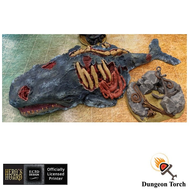 Dead Whale 15mm 28mm for D&D Terrain, DnD Pathfinder Coastal Pirate Whale Corpse, Depths of Savage Atoll