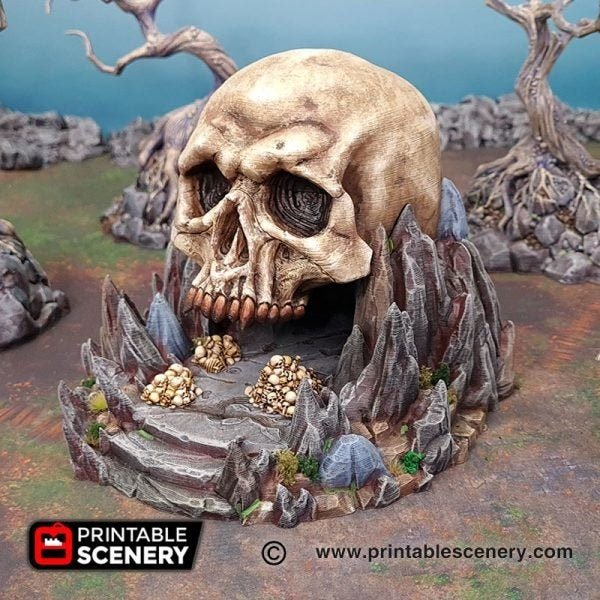 Titan Skull Cave 15mm 28mm 32mm for D&D Terrain, DnD Pathfinder Shadowfell Shadowfey Demon