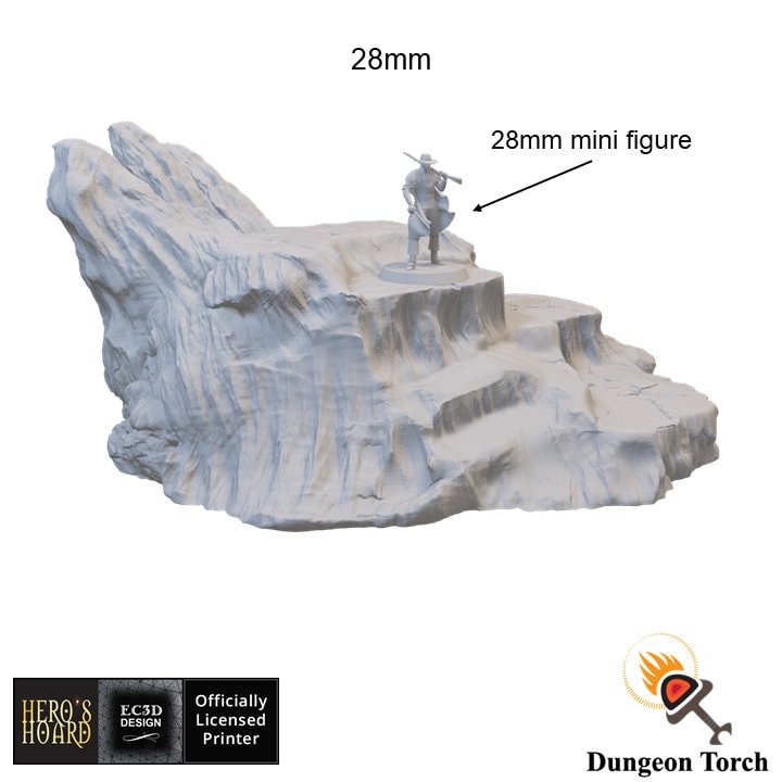 Ice Hill 15mm 28mm 32mm for D&D Icewind Dale Terrain, DnD Pathfinder Frostgrave Arctic Snowy Icy Frozen