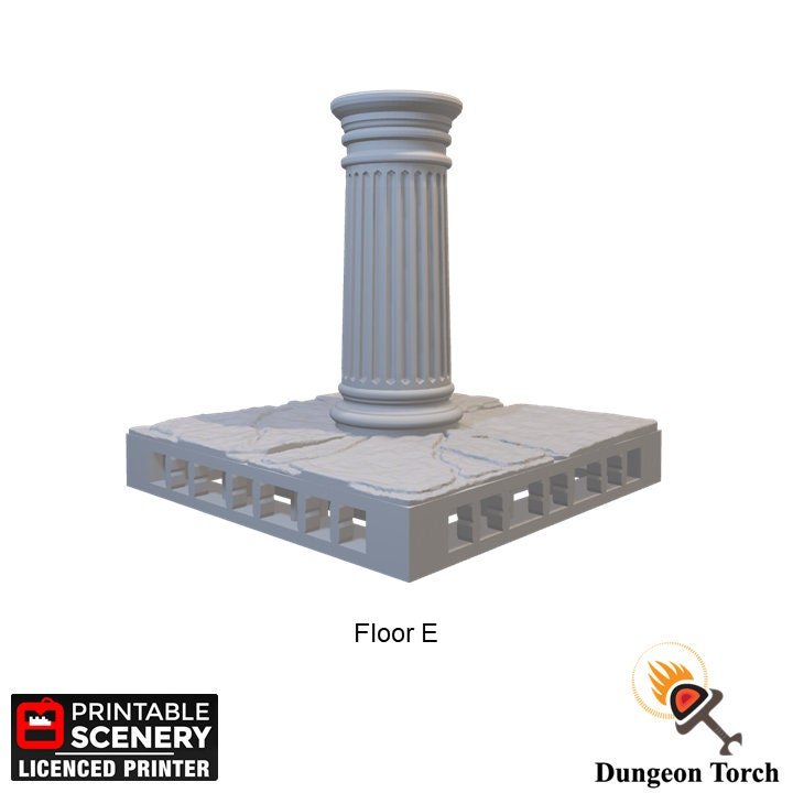 Miniature Marble Columns 15mm 28mm Sets of 4 for D&D Terrain, Modular OpenLOCK Building Tiles