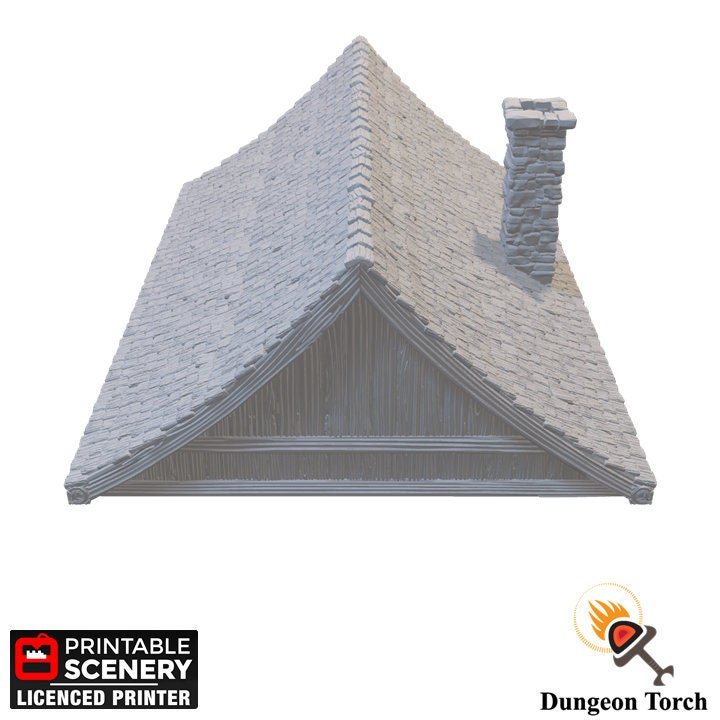 Simple House Roof 28mm for D&D Terrain, DnD Pathfinder Village, Modular OpenLOCK Buildings