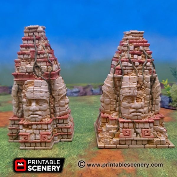 Vigilant Monuments 15mm 28mm 32mm for D&D Terrain, Miniature Tribal Ruins for DnD Pathfinder, Ancient Civilization Jungle Terrain