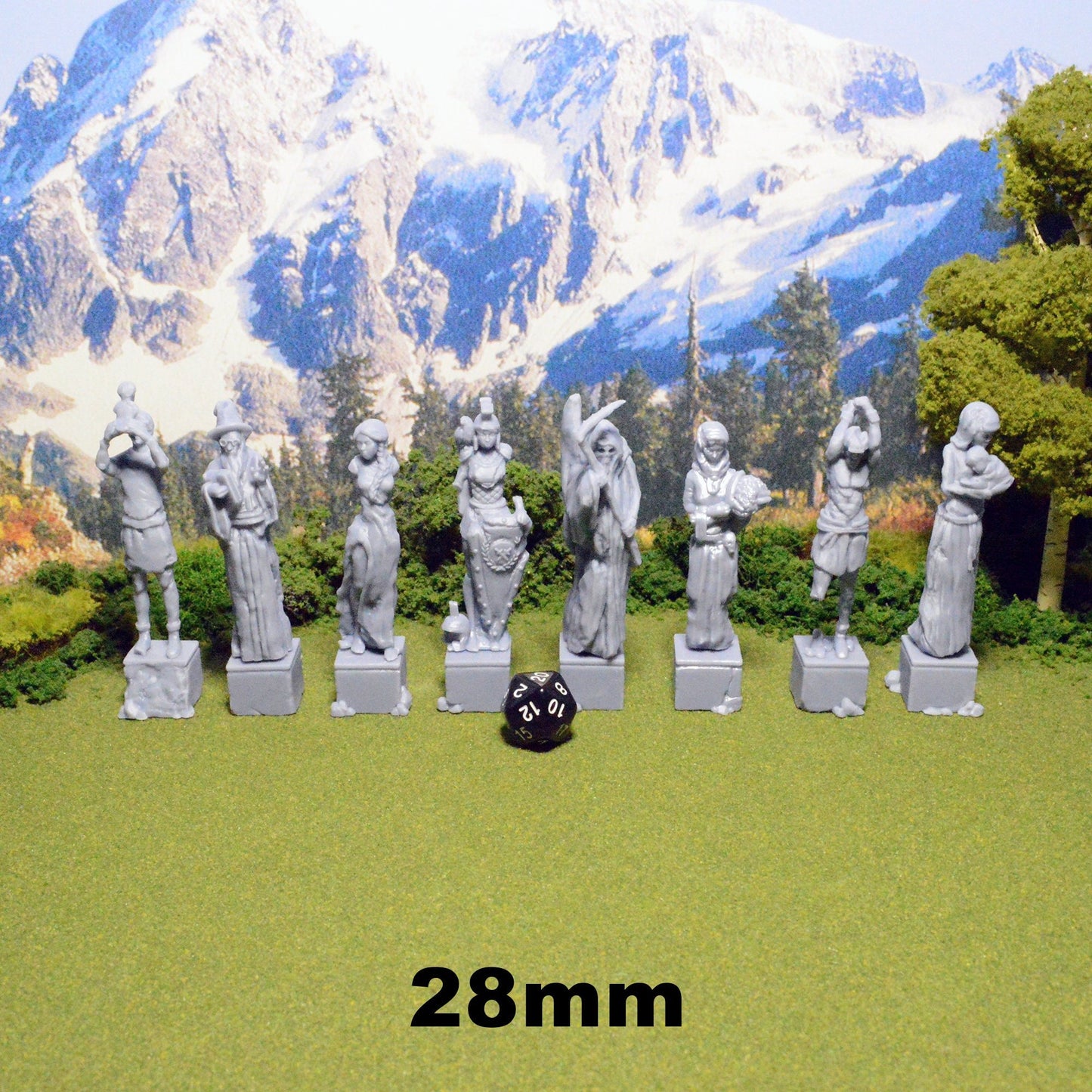 Guardian Statues 28mm 32mm for D&D Terrain, DnD Pathfinder Shadowfell, Miniature Stone Statues