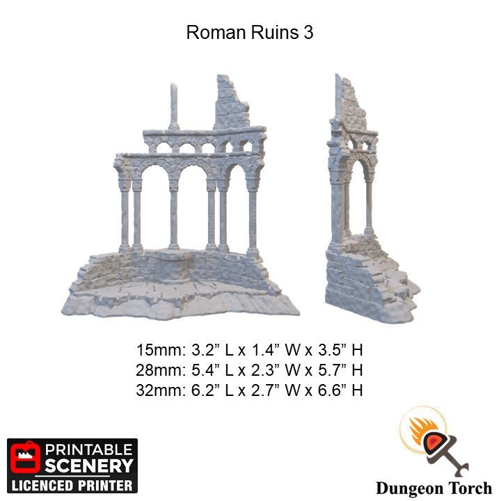 Roman Ruins 15mm 28mm 32mm for D&D Terrain, DnD Pathfinder Warhammer 40k Age of Sigmar Wargame