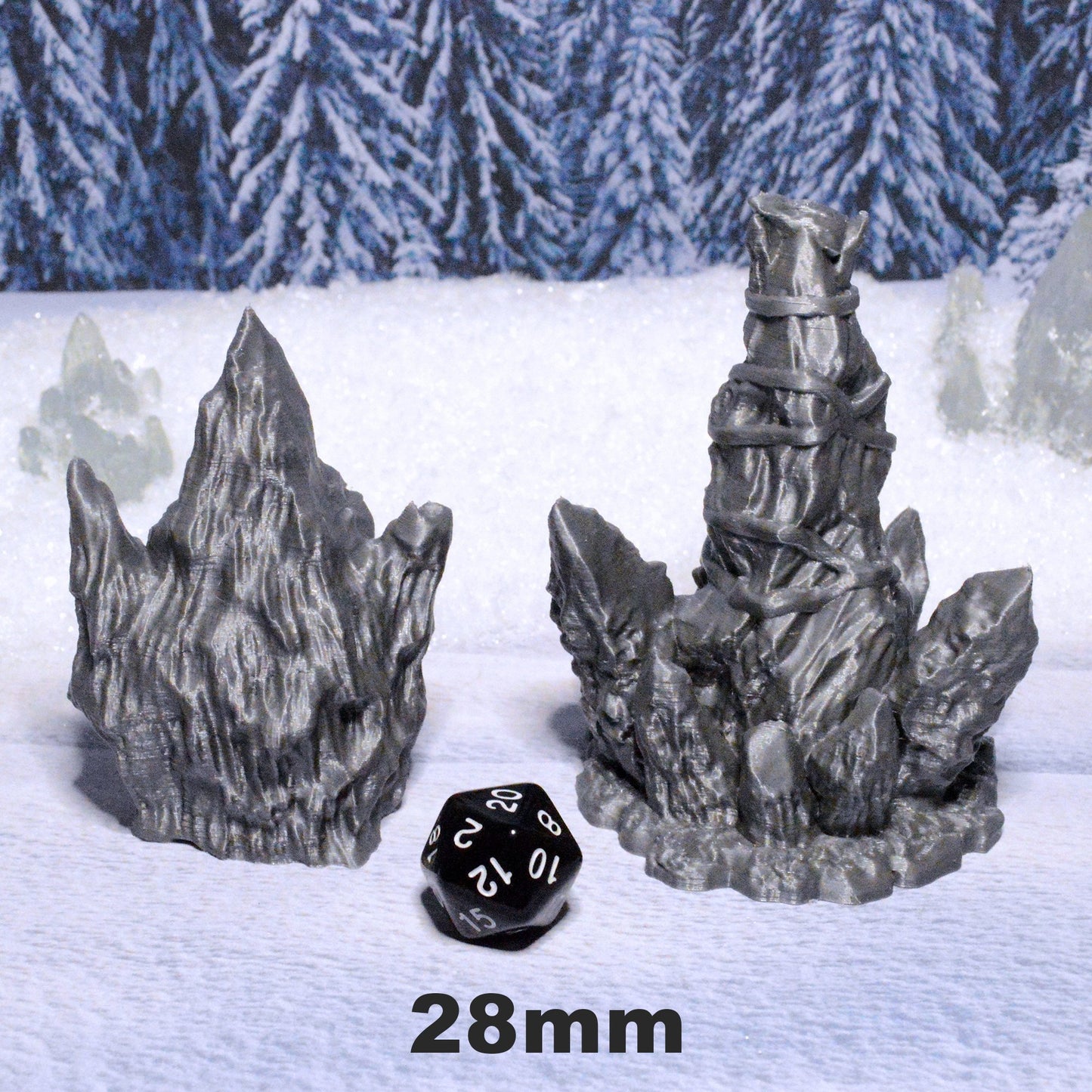 Ice Totems 15mm 28mm 32mm for D&D Icewind Dale Terrain, DnD Pathfinder Arctic Frozen Snowy Icy