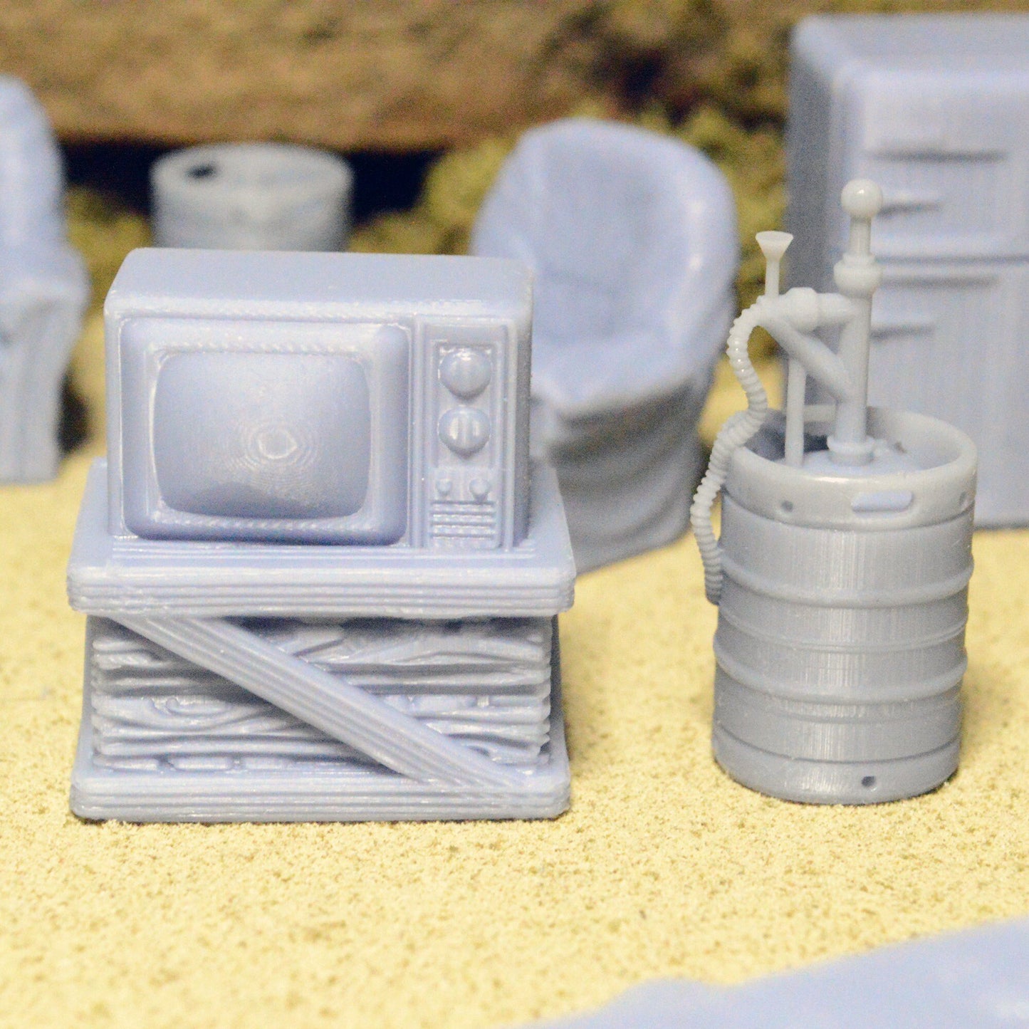 Clean Wasteland Furniture 20mm 28mm 32mm for Gaslands Terrain, Fallout Urban Post-Apocalyptic, This is Not a Test