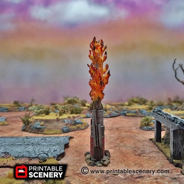 Burning Ring of Fire 15mm 20mm 28mm 32mm for Gaslands Terrain, Post Apocalyptic Wasteland Race Track Obstacle, Gift for Tabletop Gamers