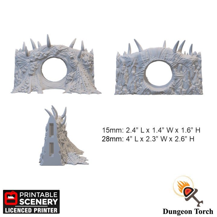 Tormented Portal 15mm 28mm for D&D Terrain, DnD Pathfinder Demon Door, Modular OpenLOCK Building Tiles