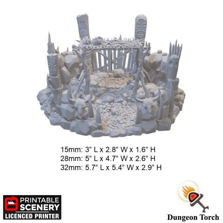 Burial Platform 15mm 28mm 32mm for D&D Terrain, DnD Pathfinder Tribal Fantasy Orc Goblin
