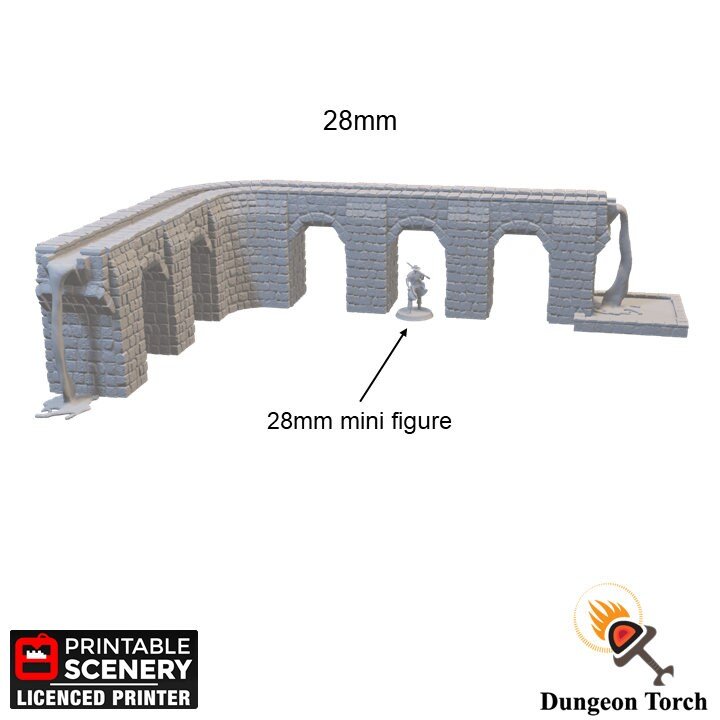 Ancient Aqueduct 15mm 28mm 32mm for D&D Terrain, DnD Sci-Fi Terrain, Warhammer 40k Terrain, New Eden Ruins, Gift for Tabletop Gamers
