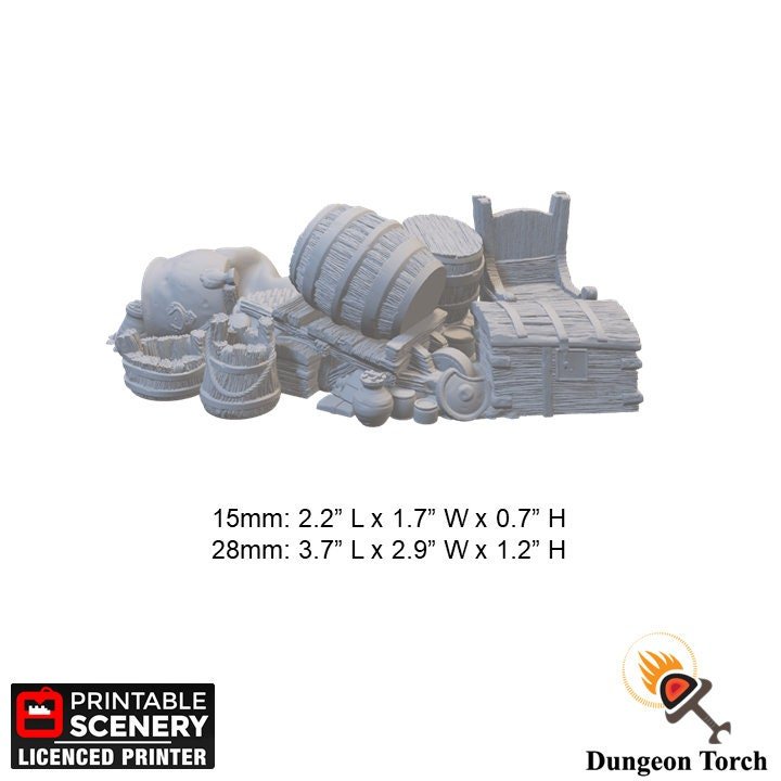 Miniature Barricades 15mm 28mm for D&D Terrain, DnD Pathfinder Wargame, Diorama, Hagglethorn Hollow, Hoard Piles
