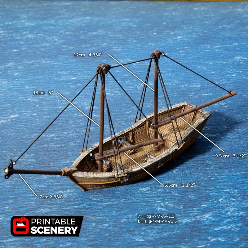 Miniature Skiff 28mm for D&D Ship, DnD Pathfinder Fantasy Pirate Boat, Blood and Plunder, Ghosts of Saltmarsh
