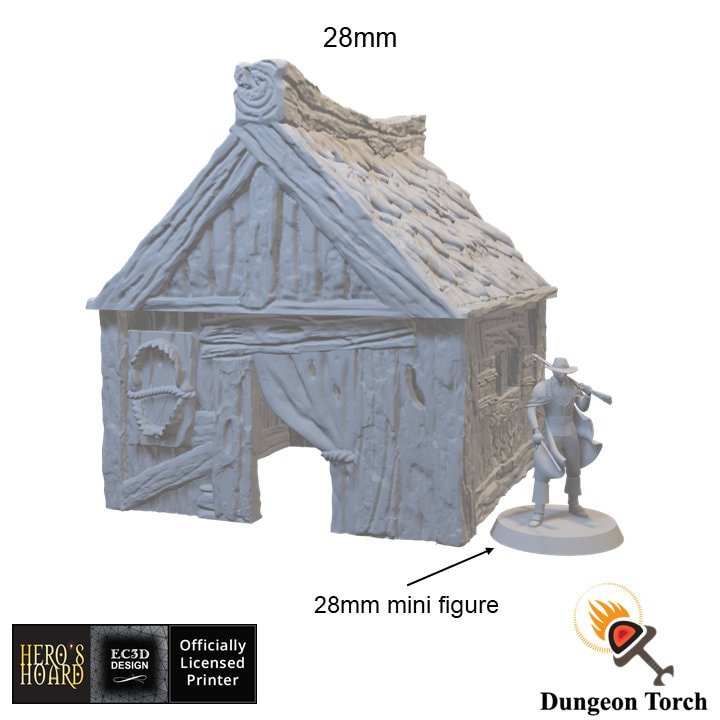 Fisherman's Hut 15mm 28mm 32mm for D&D Terrain, DnD Pathfinder Pirate Coastal House, Depths of Savage Atoll