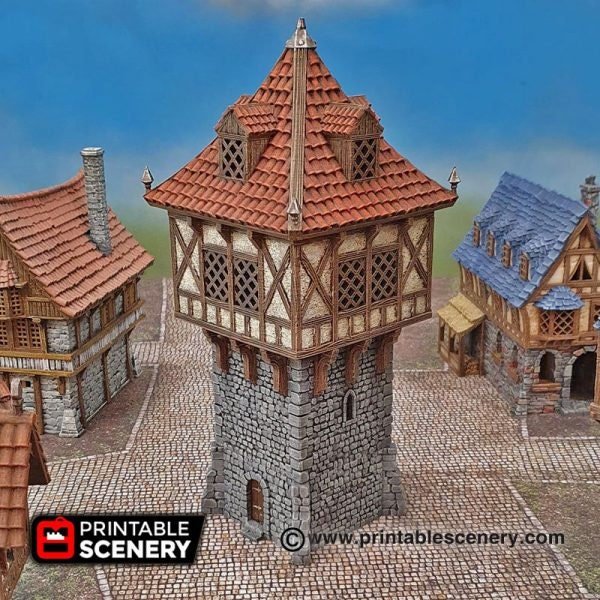Miniature Watchtower 28mm for D&D Terrain, DnD Pathfinder Winterdale Medieval Guard Tower, Gift for Tabletop Gamers