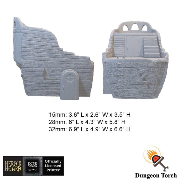 Ship Shack 15mm 28mm 32mm for D&D Terrain, DnD Pathfinder Pirate Coastal Shanty, Depths of Savage Atoll