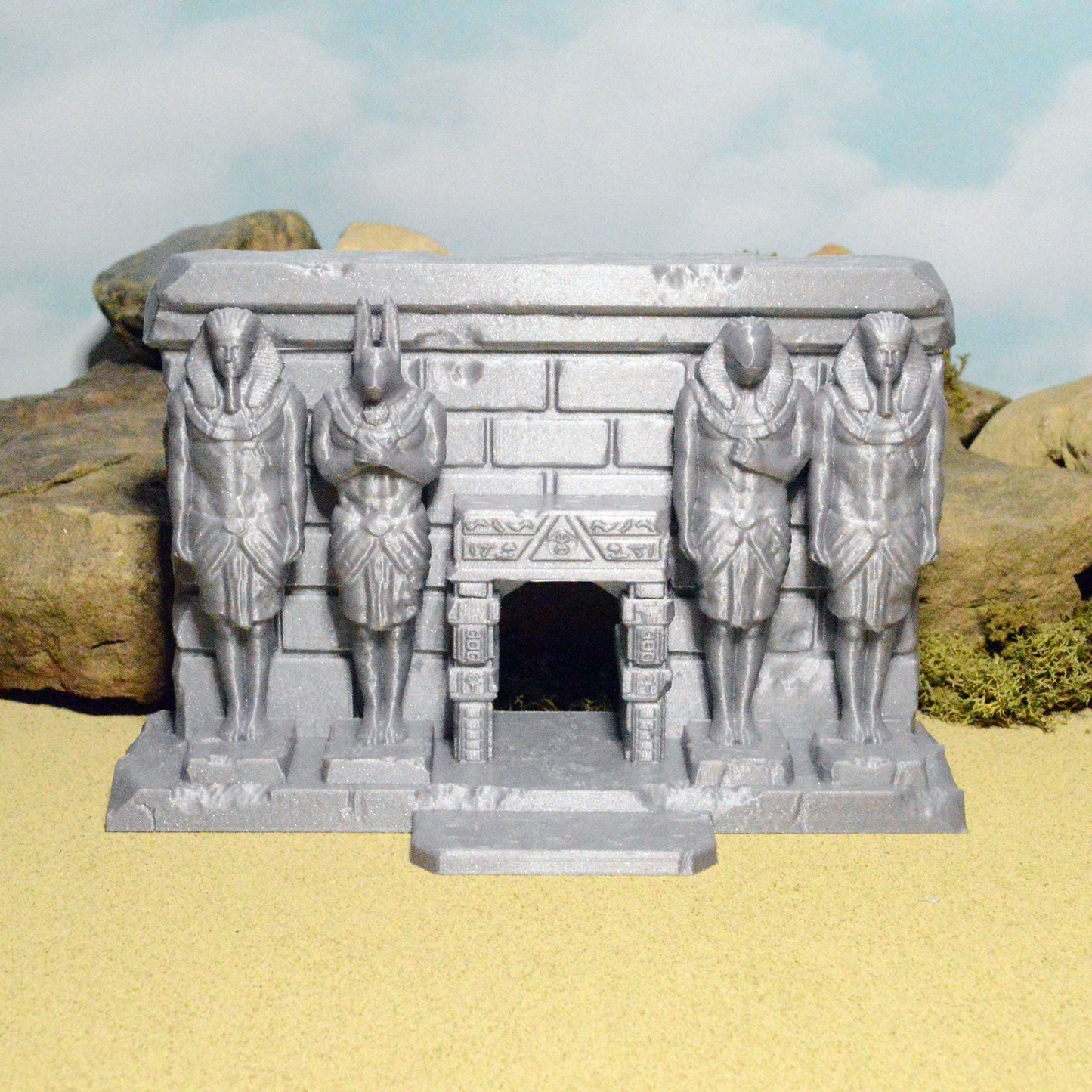 Desert Temple Facade 15mm 28mm for D&D DnD Pathfinder Terrain, Empire of Scorching Sands, Egyptian Statues