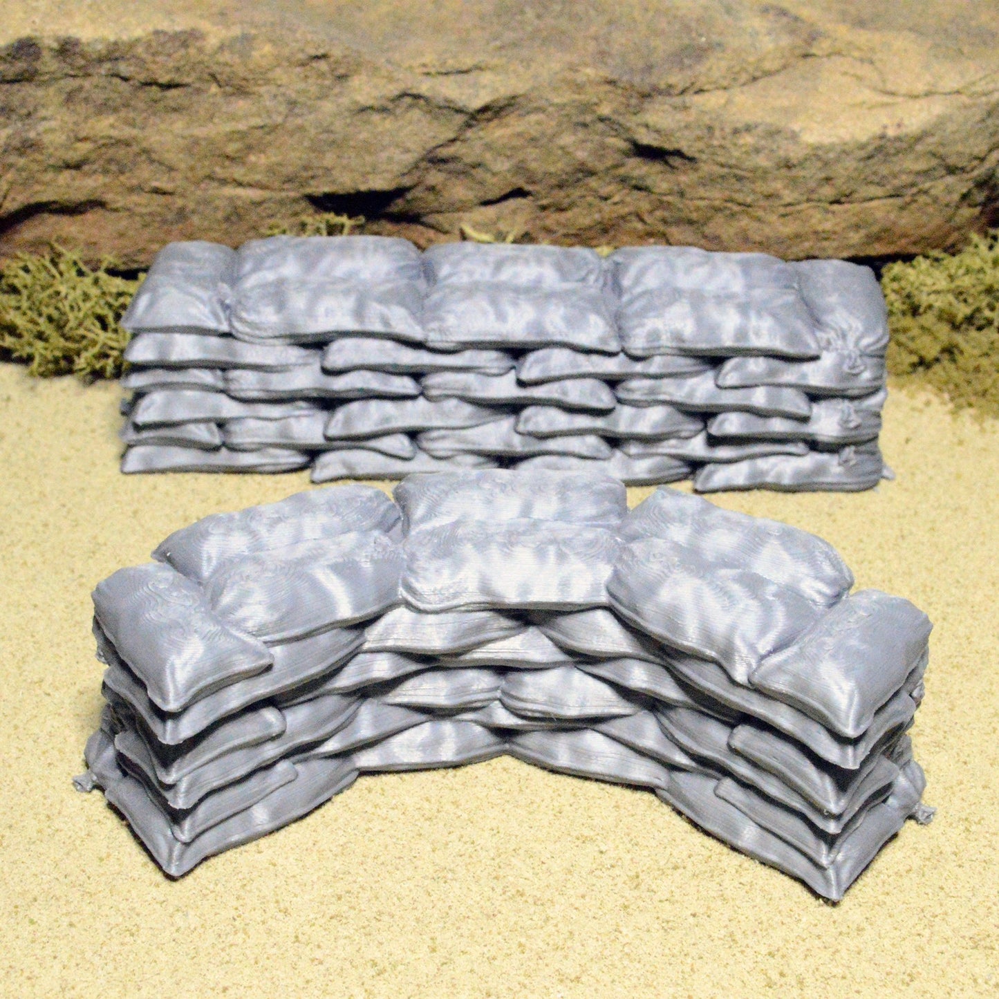Miniature Sandbag Walls 15mm 20mm 28mm 32mm for Gaslands Terrain, Urban Fallout Post-Apocalyptic Wargame Sand Bag Barricades for Scrapyards