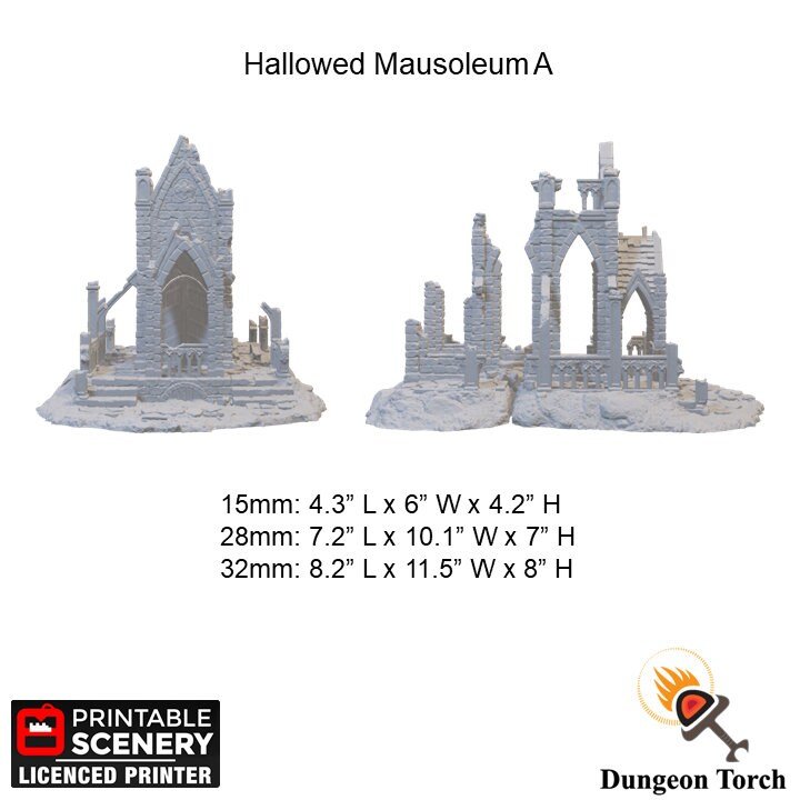 Hallowed Mausoleums 15mm 28mm 32mm for D&D Terrain, DnD Pathfinder Ravenloft Shadowfell Shadow Fey Rubble