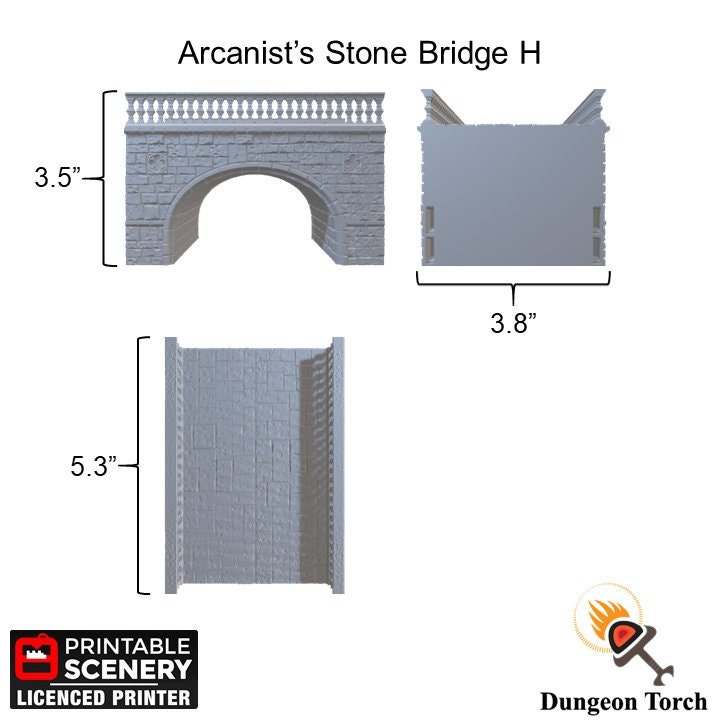 Arcanist's Stone Bridge Tiles 28mm - Modular OpenLOCK Building Tiles - D&D Terrain, DnD Bridge, Ravenloft Terrain, Shadow Realms