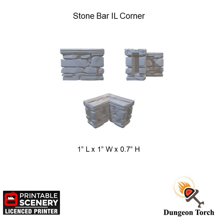 Custom Stone Bar 28mm for D&D Terrain, DnD Tavern Furniture, Modular OpenLOCK Building Tiles, Build Your Own Medieval Bar