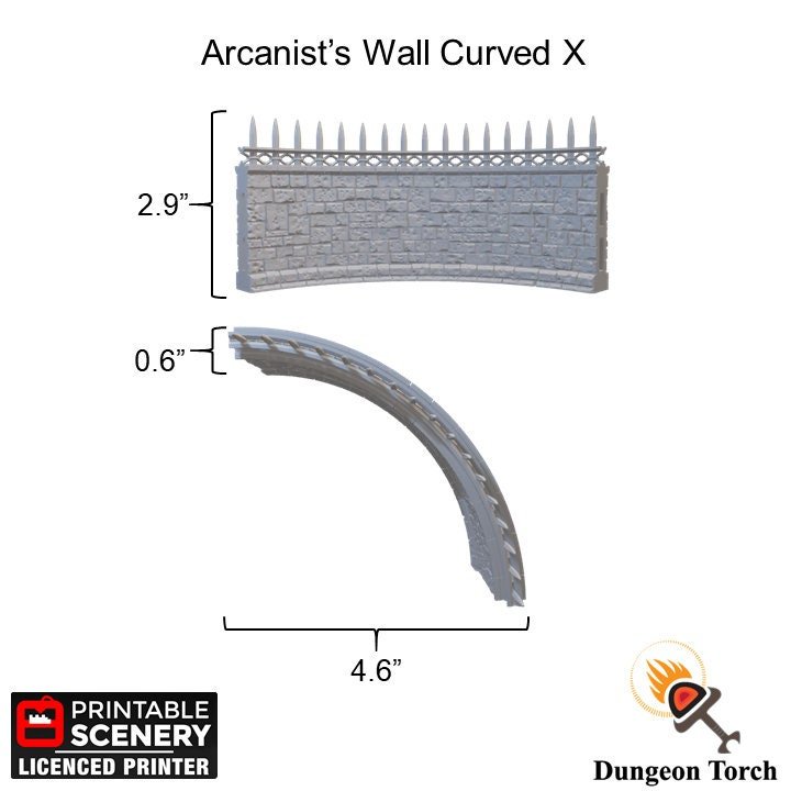 Arcanist's Stone Wall Tiles Curved 28mm for D&D Terrain, Modular OpenLOCK Building Tiles, DnD Medieval Village Stone Wall Tiles