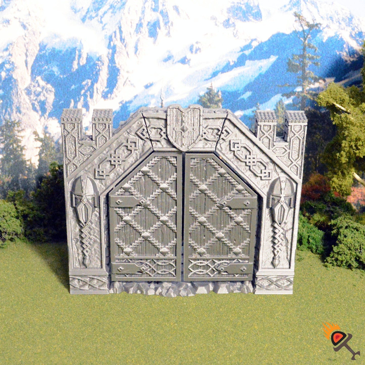Ironhelm Forge Gate 15mm 28mm for D&D Terrain, DnD Pathfinder Warhammer 40k Dwarven Castle Gate - Modular OpenLOCK