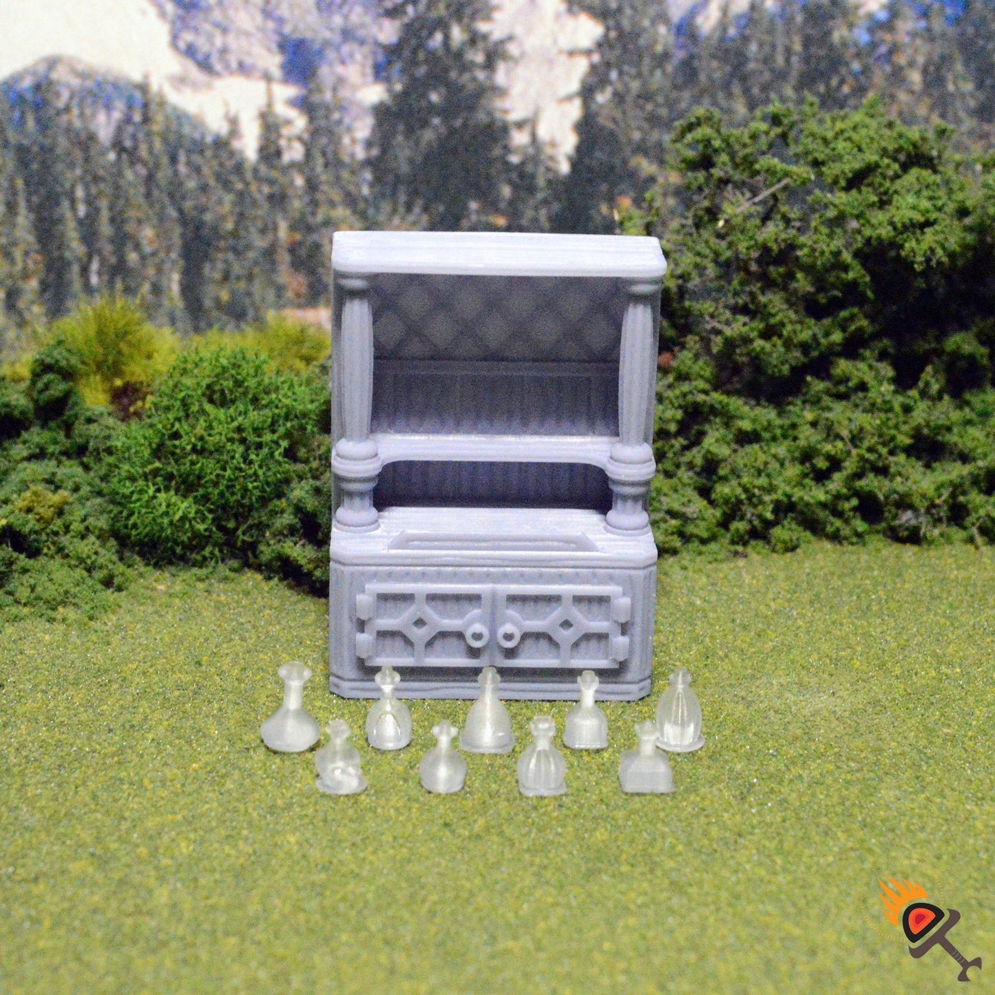 Miniature Potions Cabinet 28mm for D&D Terrain, DnD Pathfinder Tavern Furniture and Merchant Props