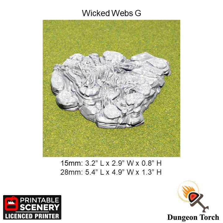 Wicked Webs 15mm 28mm for D&D Terrain, DnD Pathfinder Underdark Spider Cave Cavern, Out of the Abyss