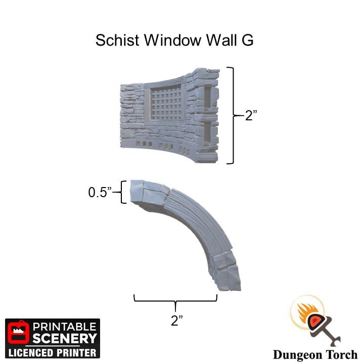 Schist Window Walls 28mm, Modular Building Tiles OpenLOCK, DnD Stone Window Walls, D&D Medieval Village Terrain