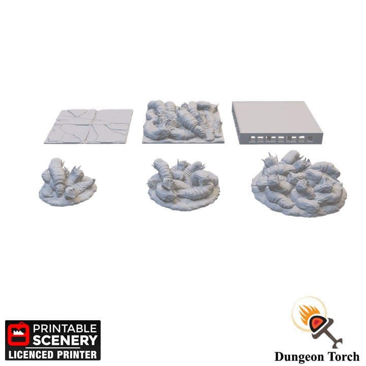 Carnivorous Worms Floor Trap 28mm for D&D Terrain, Modular OpenLOCK Building Tiles, DnD Dungeon Terrain
