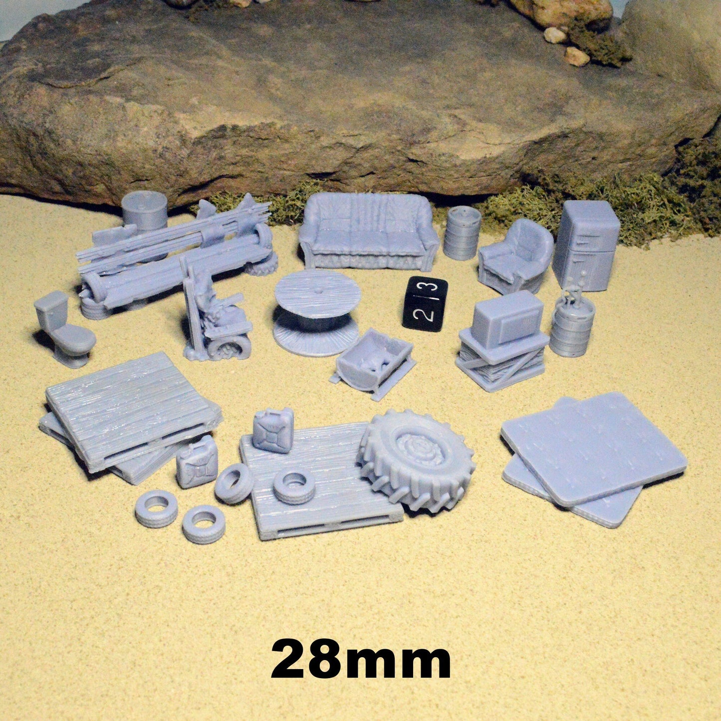 Clean Wasteland Furniture 20mm 28mm 32mm for Gaslands Terrain, Fallout Urban Post-Apocalyptic, This is Not a Test