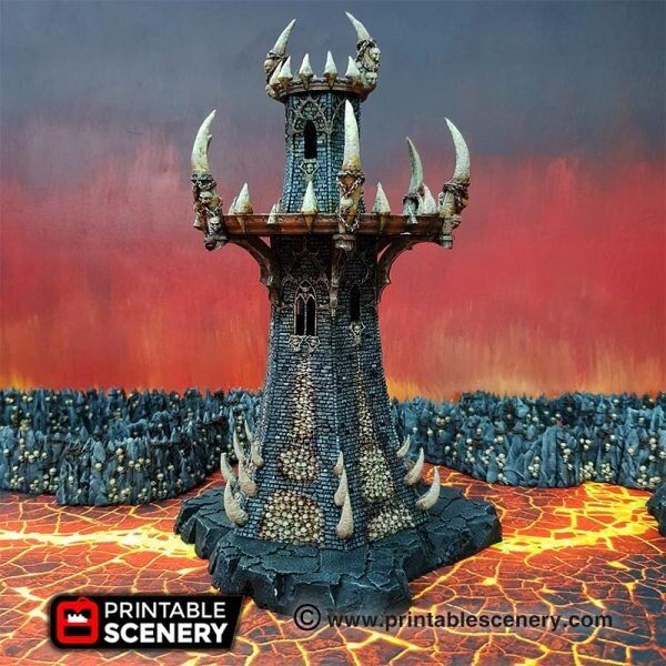 Infernal Tower 15mm 28mm for D&D Terrain, Miniature Demon Tower for DnD Pathfinder Wargames Skirmish, Gift for Tabletop Gamers