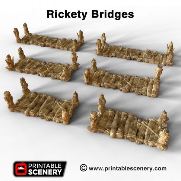 Rickety Bridges 15mm 28mm 32mm for D&D Terrain, DnD Pathfinder Warhammer 40k Cavern Wooden Bridges