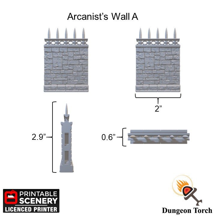 Arcanist's Stone Wall Tiles Straight 28mm for D&D Terrain, Modular OpenLOCK Building Tiles, DnD Medieval Village Stone Wall Tiles