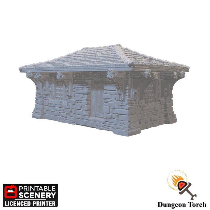 Cottage Kit 28mm for D&D Terrain, DnD Pathfinder Stone House - Modular OpenLOCK Building Tiles