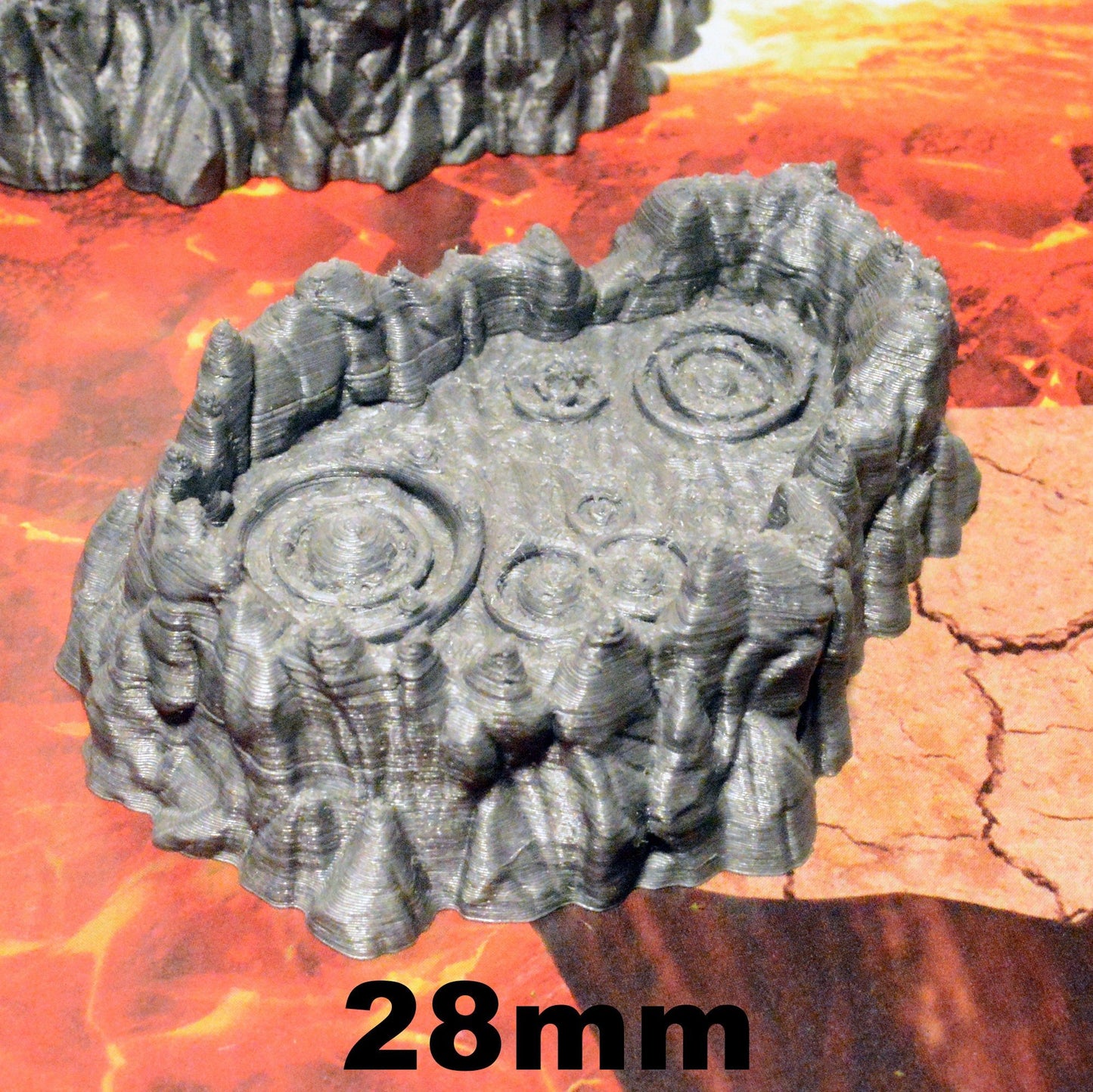 Burbling Lava Pits 15mm 28mm for D&D Terrain, DnD Pathfinder Warhammer 40k Demon Terrain, Fire Molten Magma