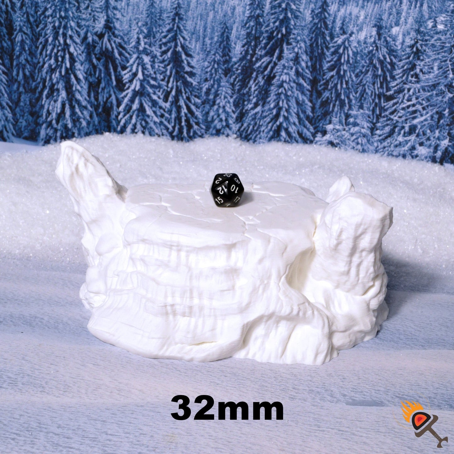 Snow and Ice Hill 15mm 28mm 32mm for D&D Icewind Dale Terrain, Frostgrave DnD Pathfinder Arctic Snowy Icy Terrain