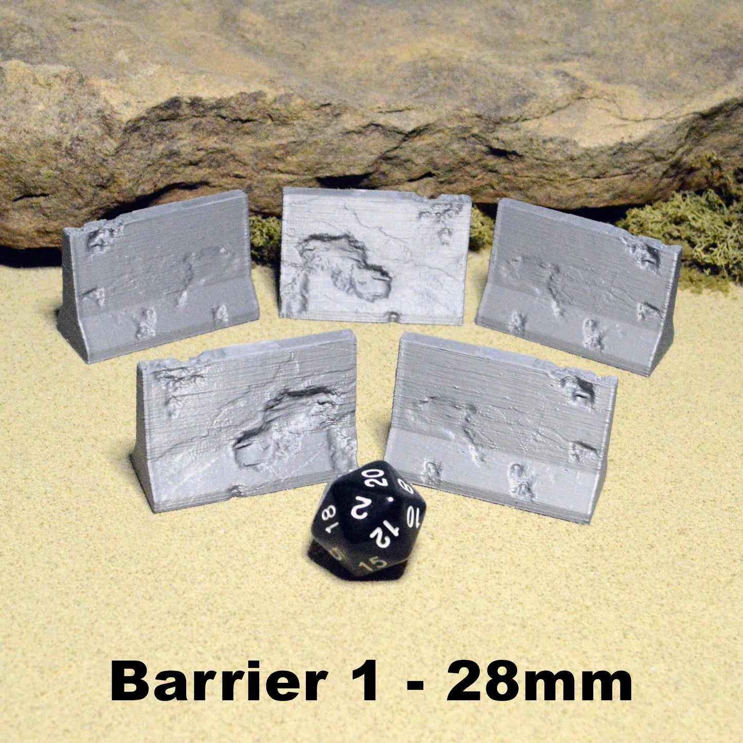 Miniature Jersey Barriers for Gaslands Terrain 15mm 20mm 28mm 32mm, Road Barriers for Urban Fallout Post-Apocalyptic, City Street Barricades