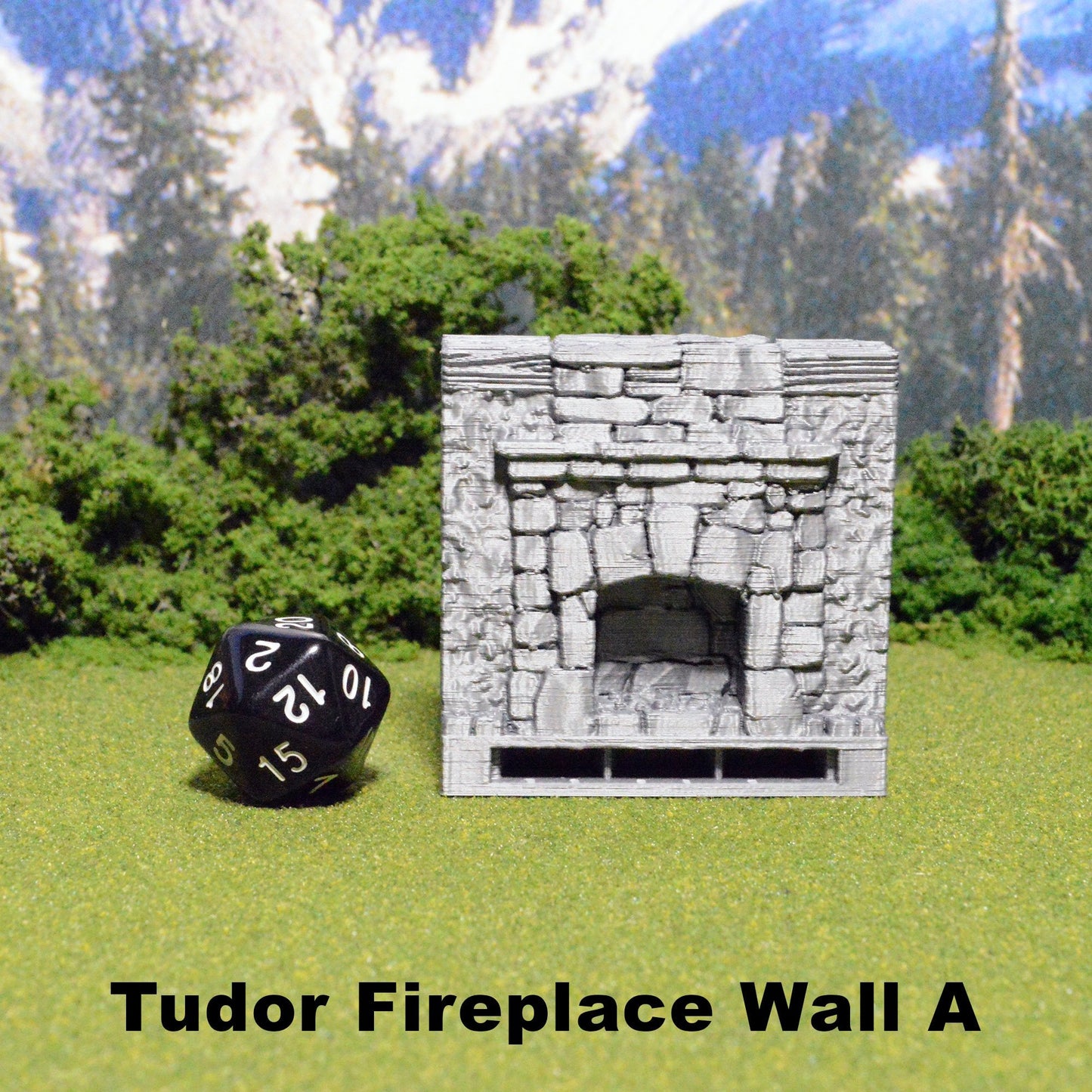 Tudor Fireplace Walls 28mm for D&D Terrain, Modular Building Tiles OpenLOCK, DnD Medieval Hearth Tudor Walls